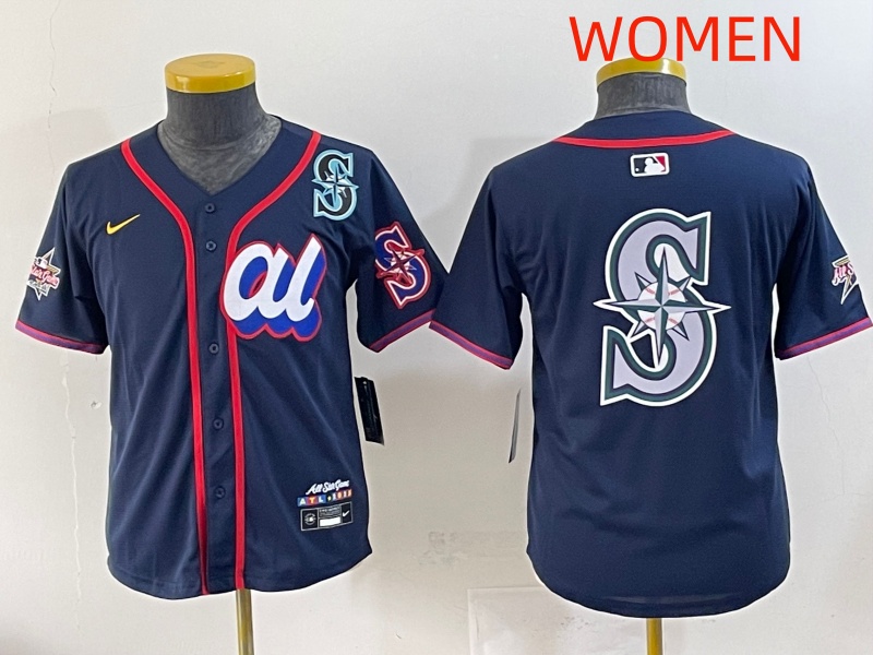 Women 2025 Seattle Mariners Blank Drak Blue All star Blank Blue Nike MLB Jersey style 4->women mlb jersey->Women Jersey